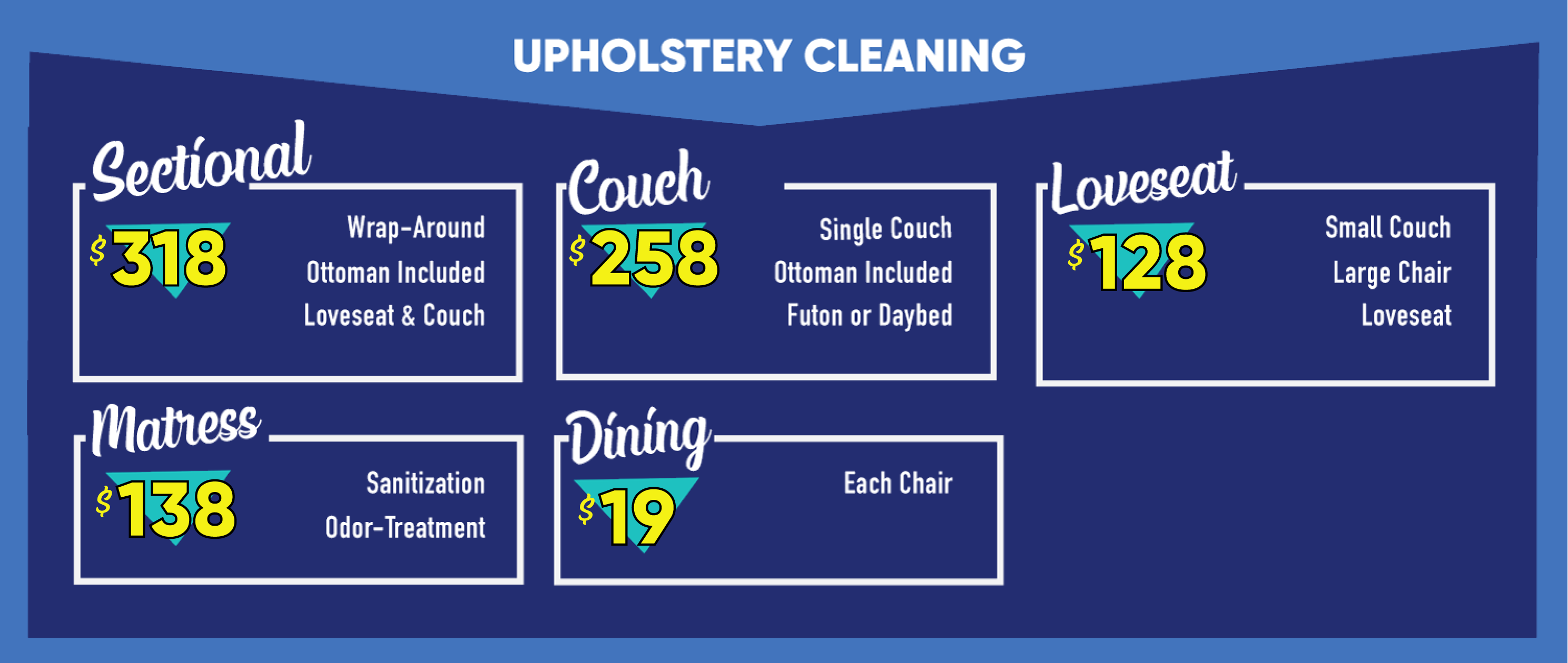 Carpet Cleaning Price Menu